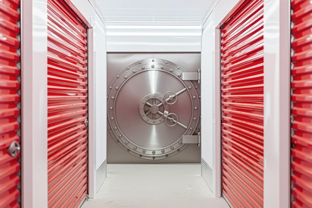 Storage facility with fake vault doors to symbolize security