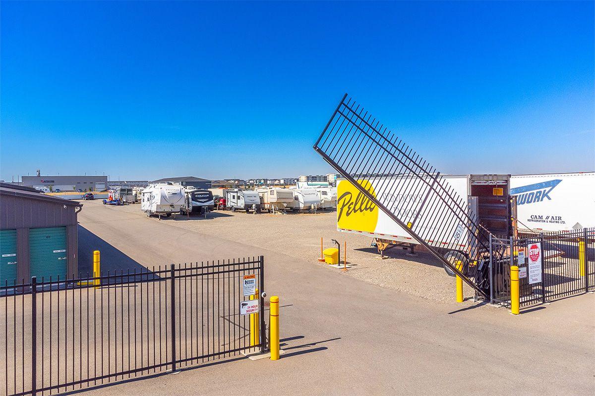 Drone view of security gate - Sentinel Storage - Lethbridge Sherring (Self-Serve)