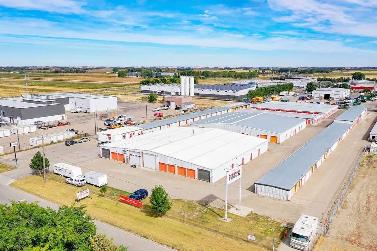 Drone view of storage location - Sentinel Storage - Lethbridge North