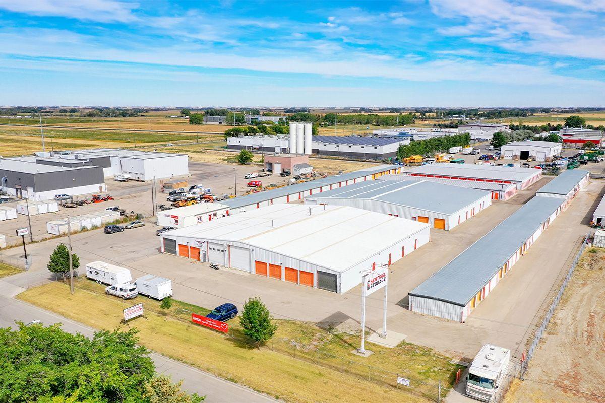 Drone view of storage location - Sentinel Storage - Lethbridge North
